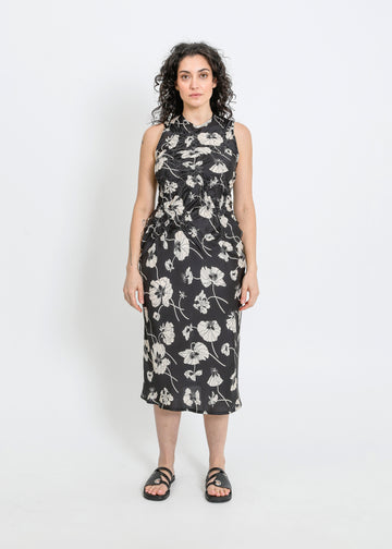 CAVALLI DRESS / FRAGILE BLOOMS - BLACK-CREAM