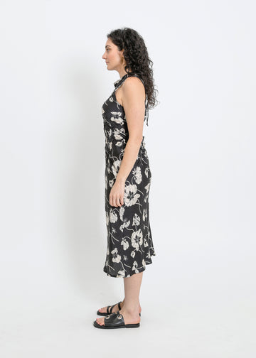 CAVALLI DRESS / FRAGILE BLOOMS - BLACK-CREAM