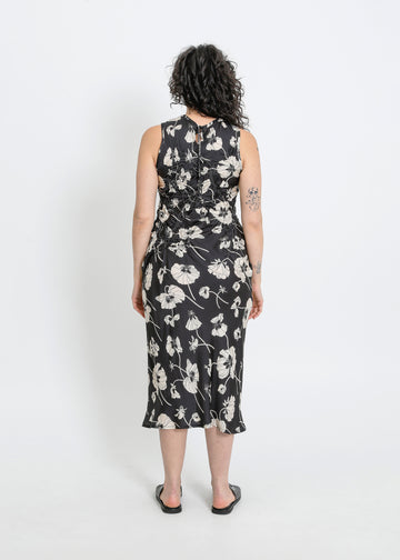 CAVALLI DRESS / FRAGILE BLOOMS - BLACK-CREAM