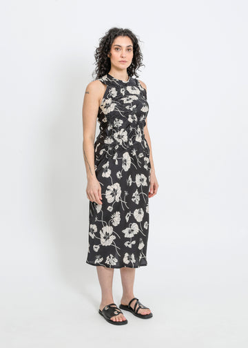 CAVALLI DRESS / FRAGILE BLOOMS - BLACK-CREAM