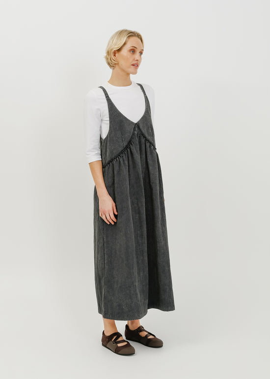 Roy Pinafore Dress / Washed Charcoal