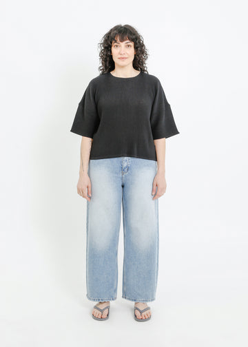 MADISON PLEAT TOP / BLACK