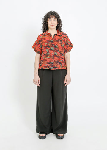 MAZIE PLEAT SHIRT / PEONY PARADE