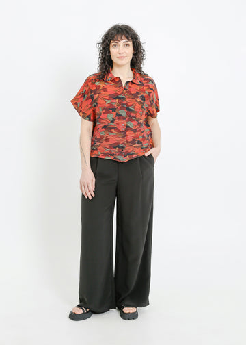 MAZIE PLEAT SHIRT / PEONY PARADE