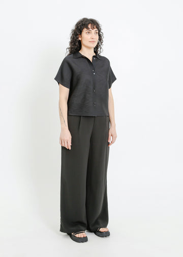 MAZIE PLEAT SHIRT / BLACK