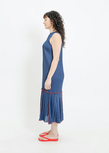 ADELINE PLEAT DRESS / TEAL-RED