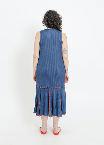 ADELINE PLEAT DRESS / TEAL-RED