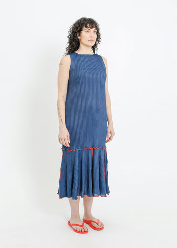 ADELINE PLEAT DRESS / TEAL-RED