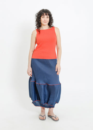 RANDI PLEAT SKIRT / TEAL-RED