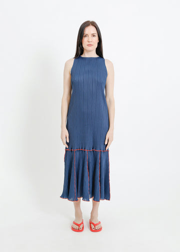 ADELINE PLEAT DRESS / TEAL-RED