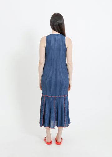 ADELINE PLEAT DRESS / TEAL-RED