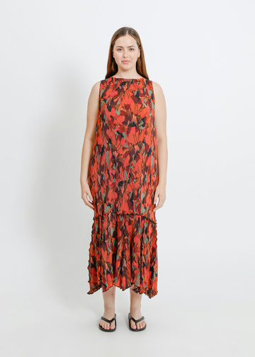 ADELINE PLEAT DRESS / PEONY PARADE
