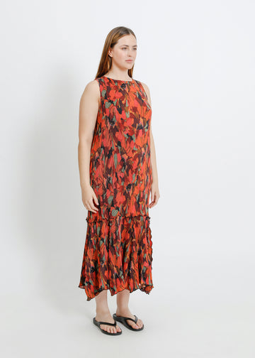 ADELINE PLEAT DRESS / PEONY PARADE