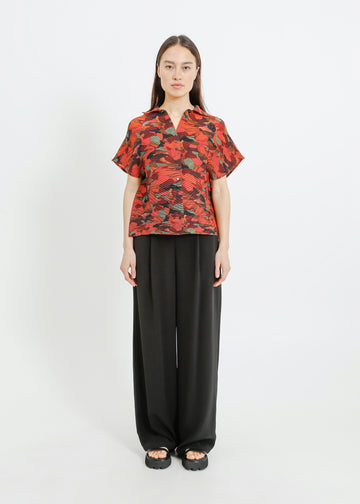 MAZIE PLEAT SHIRT / PEONY PARADE
