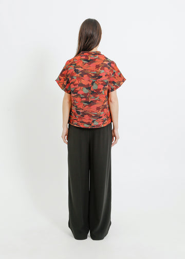 MAZIE PLEAT SHIRT / PEONY PARADE