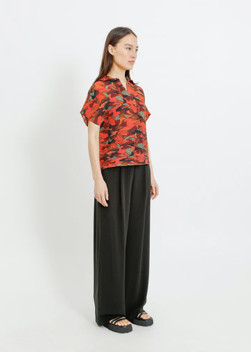 MAZIE PLEAT SHIRT / PEONY PARADE
