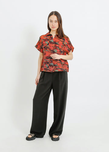 MAZIE PLEAT SHIRT / PEONY PARADE