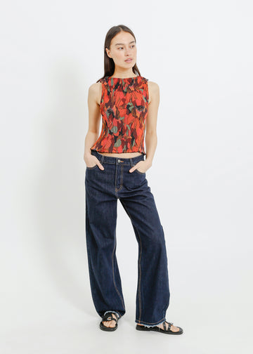 EMMA PLEAT TOP / PEONY PARADE