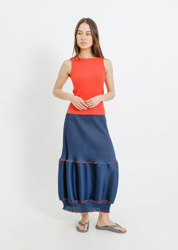 RANDI PLEAT SKIRT / TEAL-RED