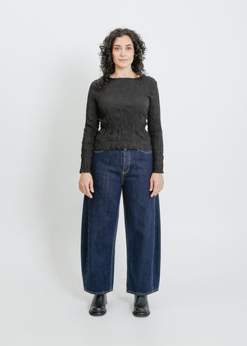 SHAUN PLEAT TOP / BLACK