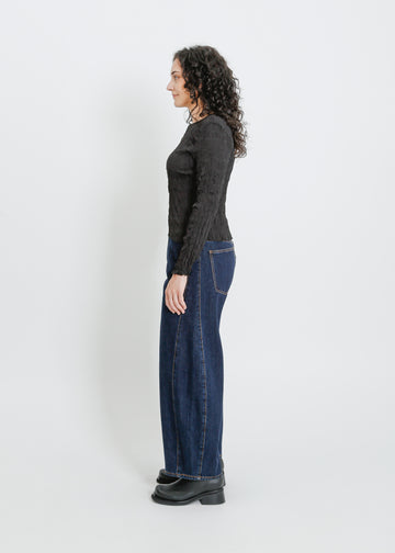 SHAUN PLEAT TOP / BLACK