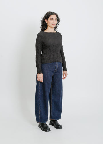 SHAUN PLEAT TOP / BLACK