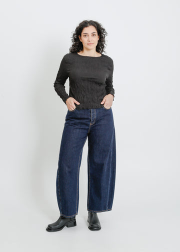 SHAUN PLEAT TOP / BLACK
