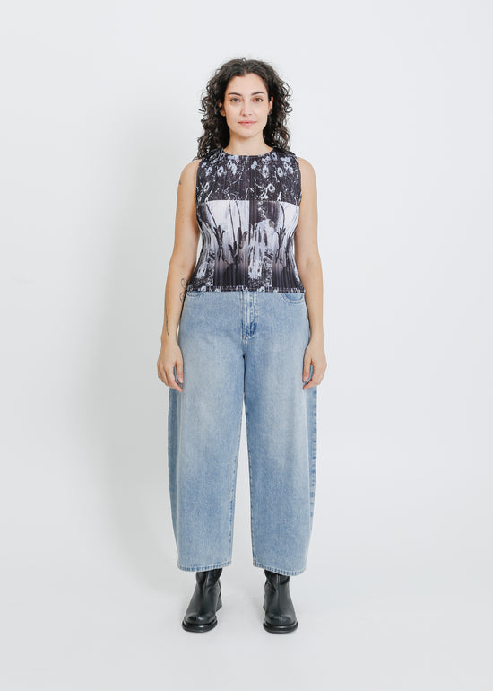 WINN PLEAT TANK  / BLACK-WHITE