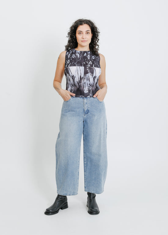 WINN PLEAT TANK  / BLACK-WHITE