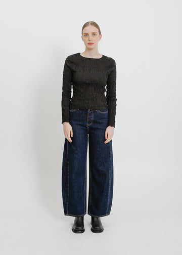 SHAUN PLEAT TOP / BLACK