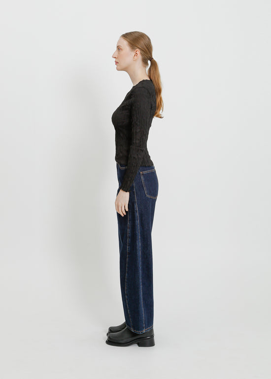 SHAUN PLEAT TOP / BLACK