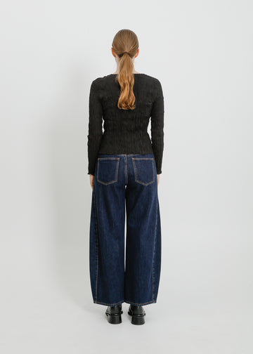 SHAUN PLEAT TOP / BLACK