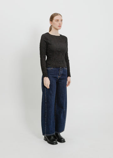 SHAUN PLEAT TOP / BLACK