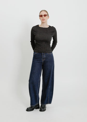 SHAUN PLEAT TOP / BLACK