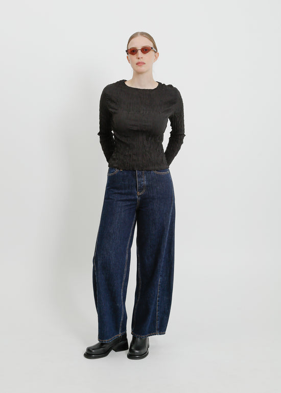 SHAUN PLEAT TOP / BLACK