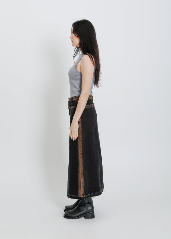 INDIO DENIM SKIRT / BLACK-ORANGE