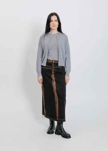 INDIO DENIM SKIRT / BLACK-ORANGE