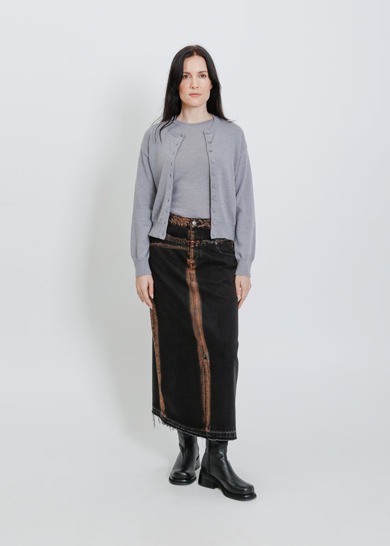 INDIO DENIM SKIRT / BLACK-ORANGE