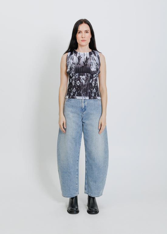 WINN PLEAT TANK  / BLACK-WHITE
