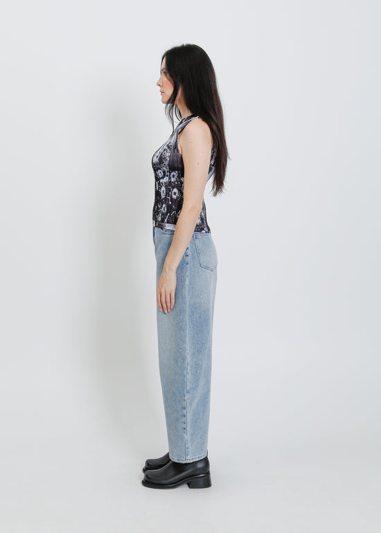 WINN PLEAT TANK  / BLACK-WHITE