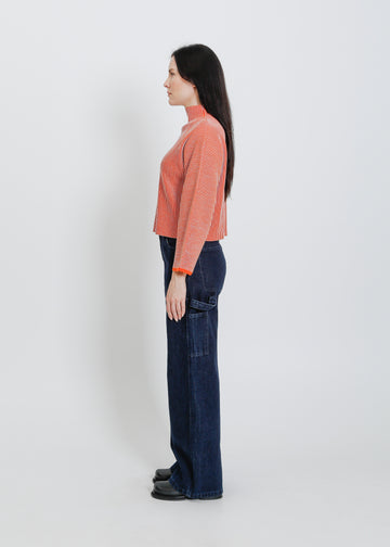 BONNIE KNIT SWEAT / ORANGE-PALE BLUE