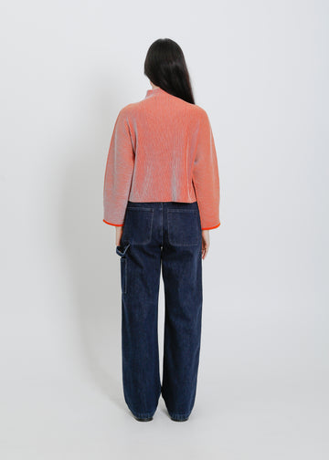 BONNIE KNIT SWEAT / ORANGE-PALE BLUE