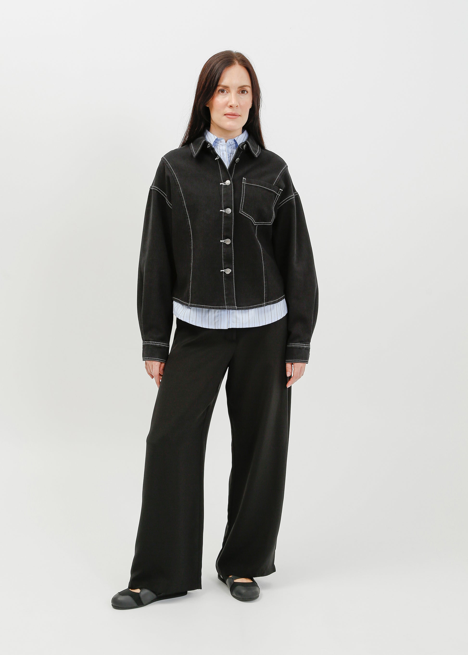 Ramona Denim Shirt / Washed Black - 
Washed Black (image 6)