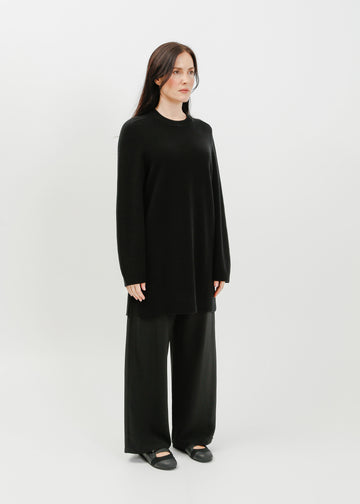 Abie Long Line Knit Sweat / Black
