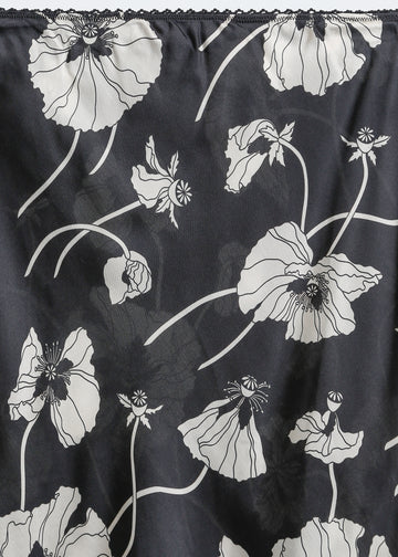VAN SLIP SKIRT / FRAGILE BLOOMS - BLACK-CREAM