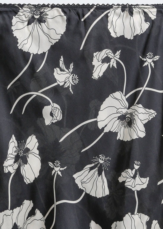 VAN SLIP SKIRT / FRAGILE BLOOMS - BLACK-CREAM